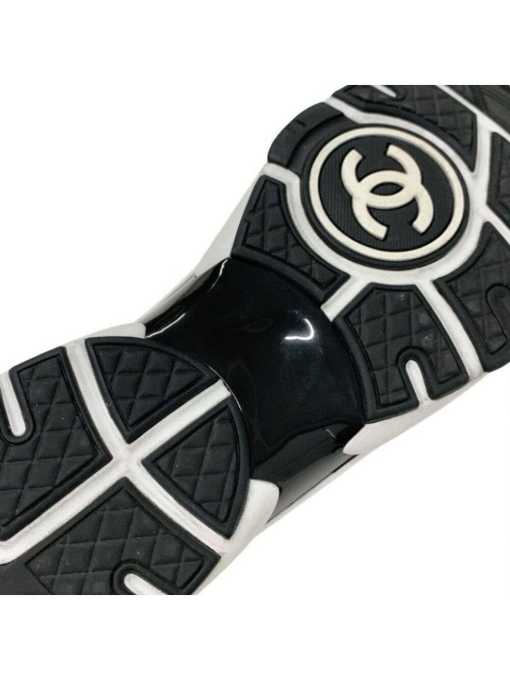 Chanel Sneakers Shoes Fabric Gray Black White Coco Mark Logo - Picture 8 of 9